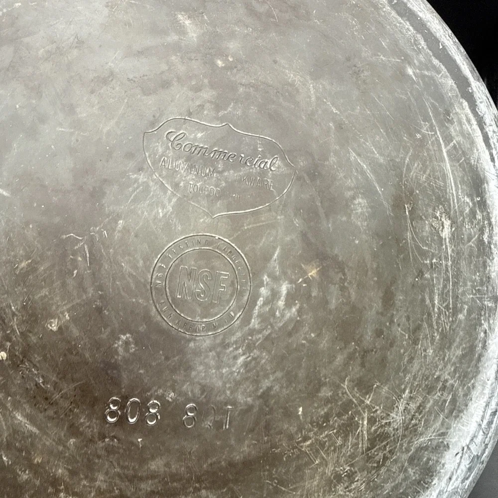 Vintage Used Commercial Aluminum Cookware Toledo Ohio 808 8QT Pot with 310C Lid
